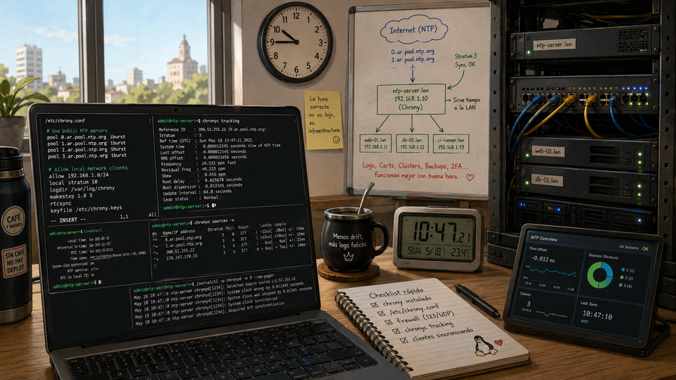 Que la hora no te arruine el dia: NTP con Chrony en Linux (CentOS y Ubuntu)